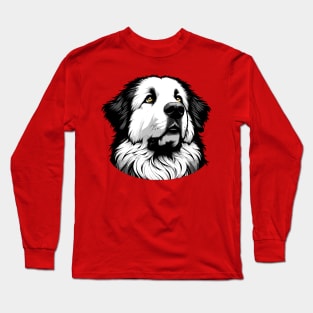 Stunning and Cool Great Pyrenees Monochrome and Gold Portrait for Father's Day Long Sleeve T-Shirt